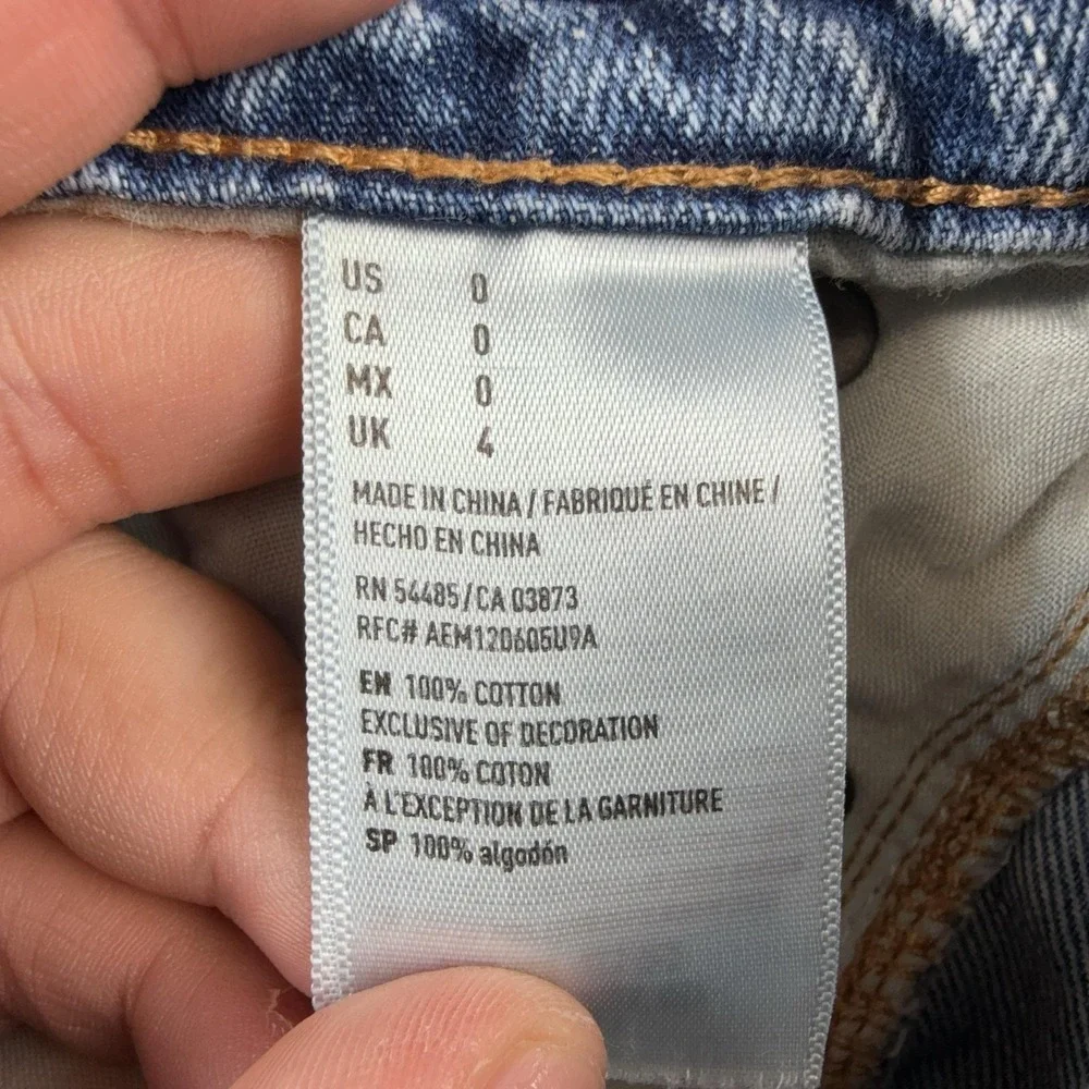 American Eagle Outfitters Skirt Womens 0 Blue Denim Distressed Mini Raw Hem